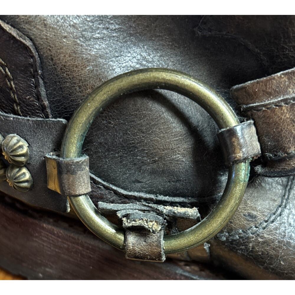 Women’s Freebird Brown Leather Western Harness Boots Metal Ring Size 6 - Picture 6 of 6